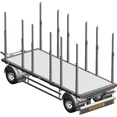 3D-Modell des DOLL Holztransport A2P-LZ66 Plattformanhängers